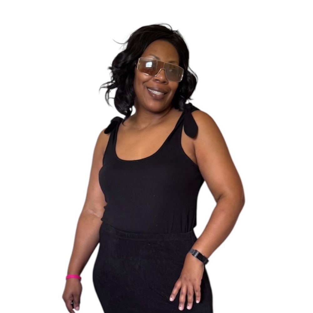 Marine Layer Tank Tie Shoulder Ribbed Loose Cropped